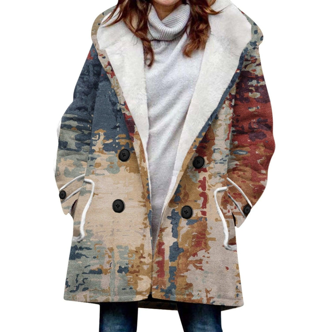 Women's Thick Faux Lamb Floral Hooded Jacket