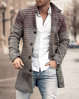 New Men's Woolen Stand Collar Medium Long Pocket Casual Coat - WOMONA.COM