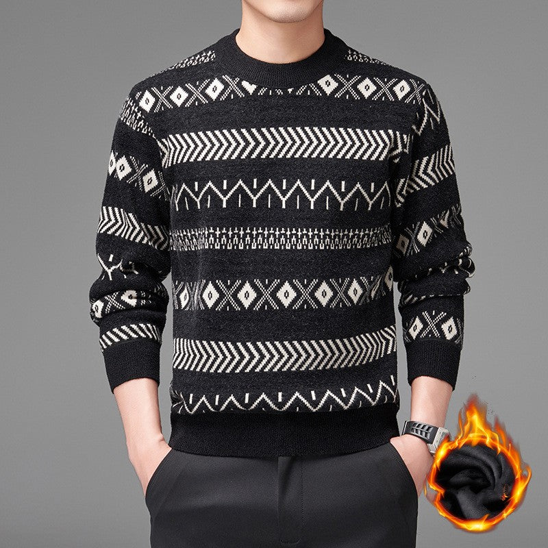 Round Neck Striped Sweater For Men - WOMONA.COM