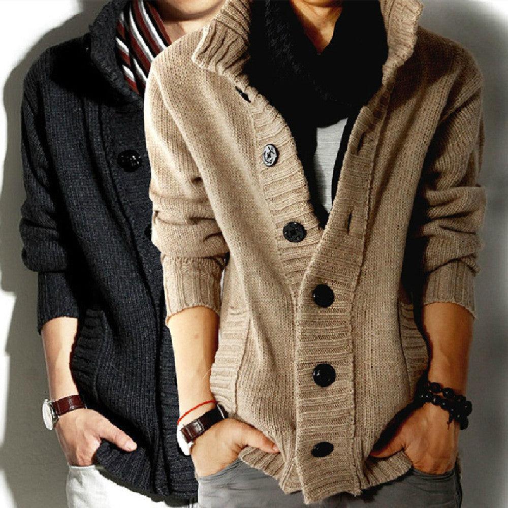 Winter Pirate Buckle Stand Collar Men's Sweater - WOMONA.COM