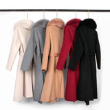 Autumn And Winter New Wool Overcoat Double-faced Woolen Goods Long Belt Slim Fit