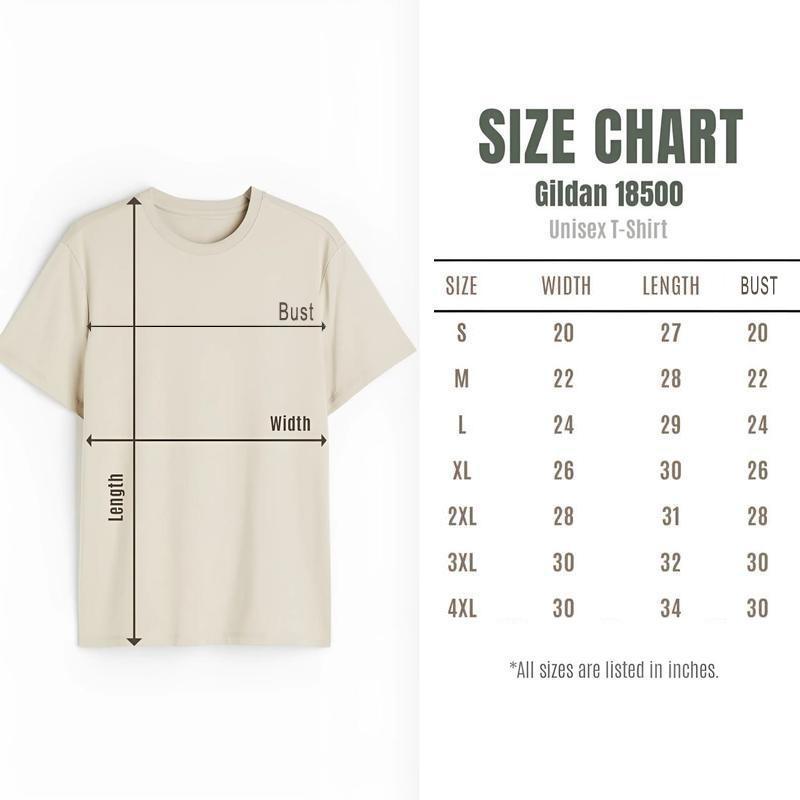 European-size T-shirt size chart diagram with measurements for S to 4XL