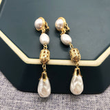 White Pearl Retro Drop Earrings - WOMONA.COM