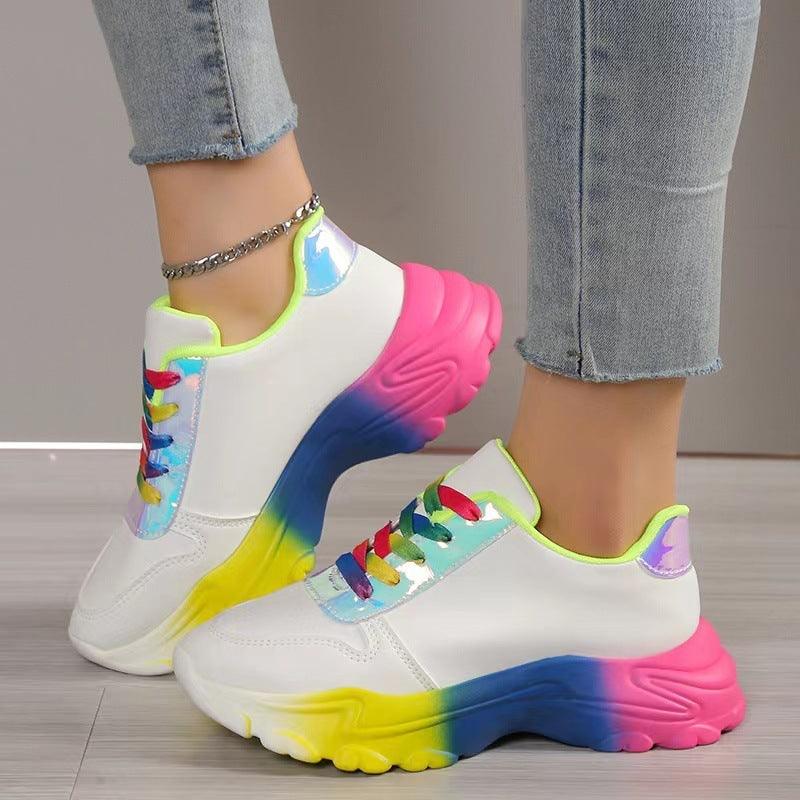 INS Style Rainbow Color Sports Shoes For Women - WOMONA.COM