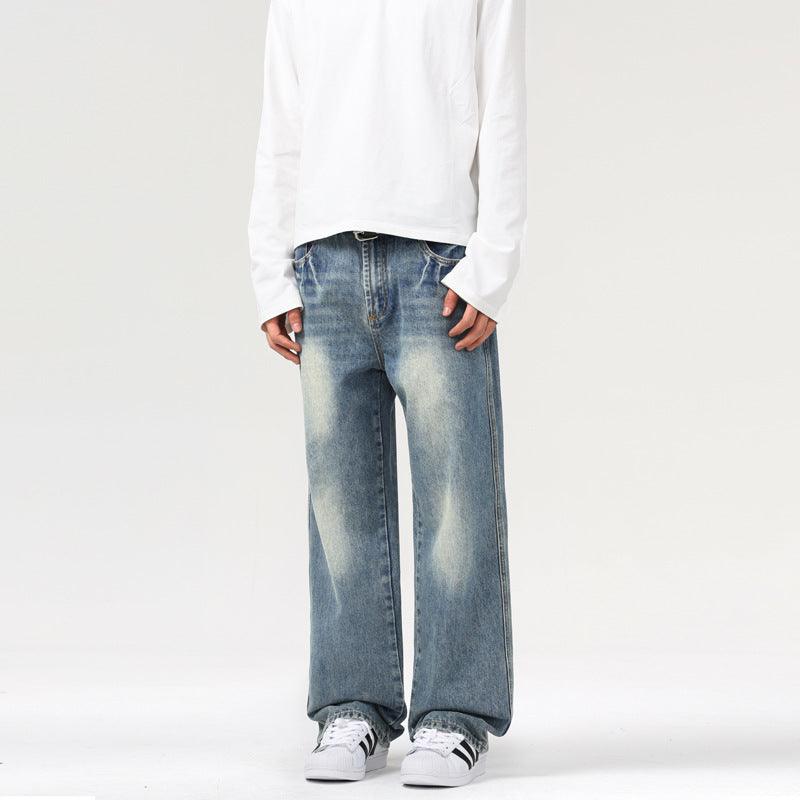 Design Texture Straight Jeans Men And Women Loose - WOMONA.COM