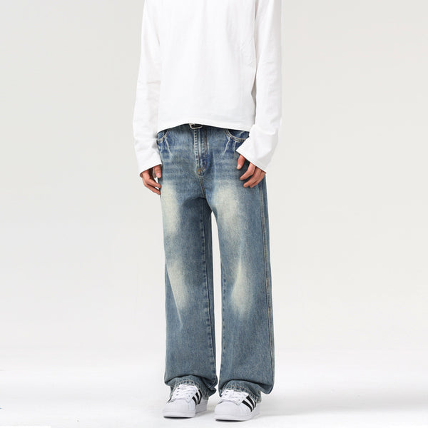 Design Texture Straight Jeans Men And Women Loose