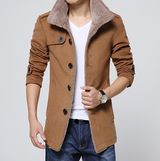 Wool jacket men's medium long trench coat - WOMONA.COM