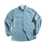 Camisa de rayas verticales en azul cepillado retro americano de Madden Workwear Merchant