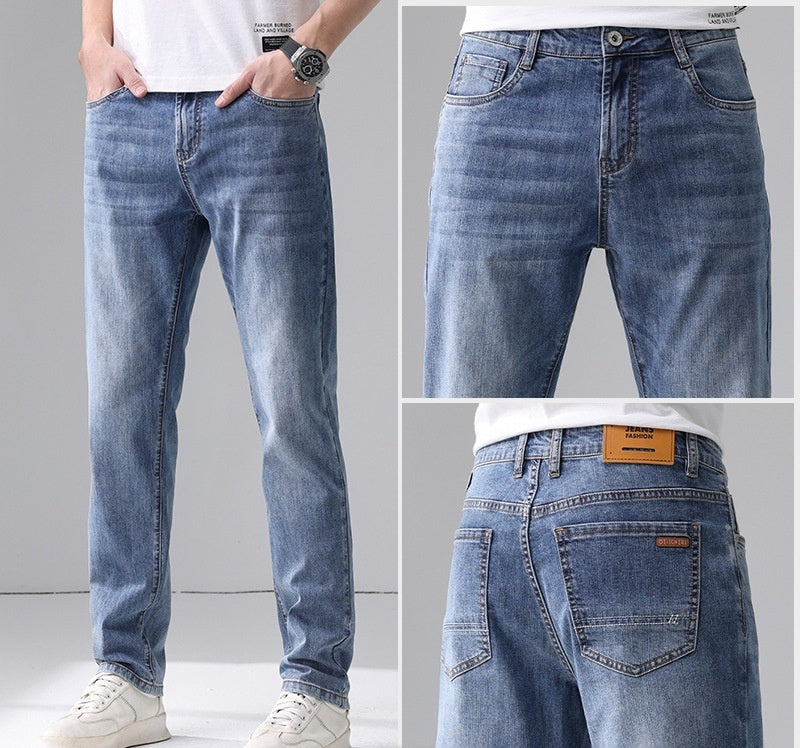 Pantalones vaqueros rectos de moda para hombre Slim Fit