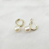 brass glass pearl earrings - WOMONA.COM