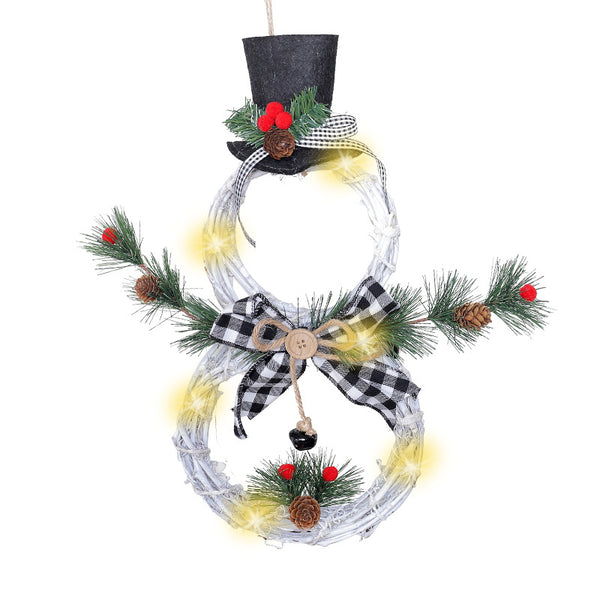 Christmas wreath pendant LED lights garland - WOMONA.COM