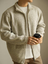 Knitted Zipper Jacket Loose Casual Turtleneck Men's Sweater - WOMONA.COM