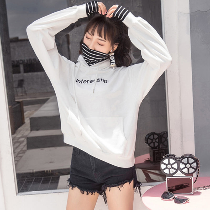 Harajuku striped turtleneck hoodies women - WOMONA.COM