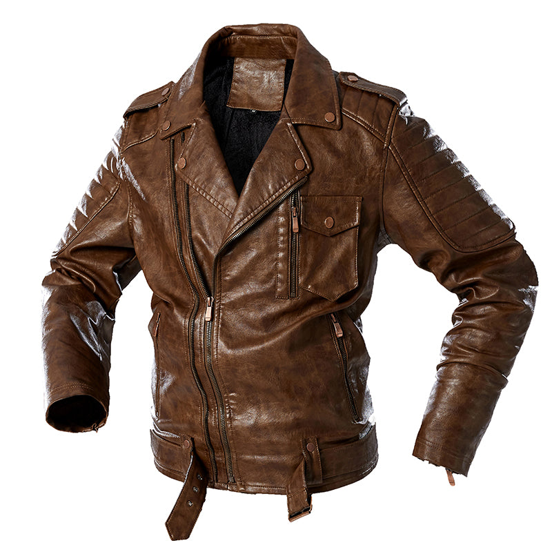 Large Size Suit Parker Leather Jacket - WOMONA.COM