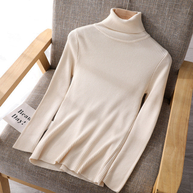 Basic Women highneck Sweaters - WOMONA.COM