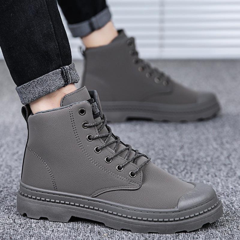 High-top short boots casual leather boots - WOMONA.COM