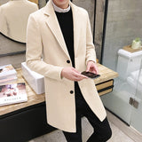 Men's woolen coat slim and handsome long trench coat - WOMONA.COM