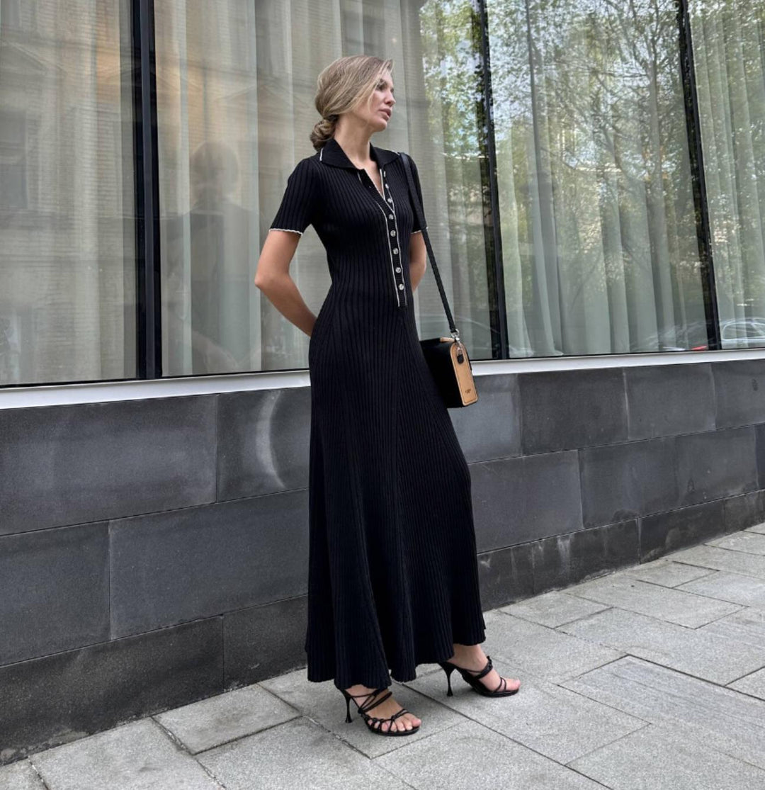 Women's Long Single-Breasted Knit Dress