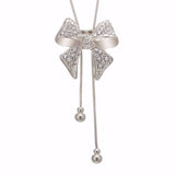 Diamond-studded bow necklace necklace chain - WOMONA.COM