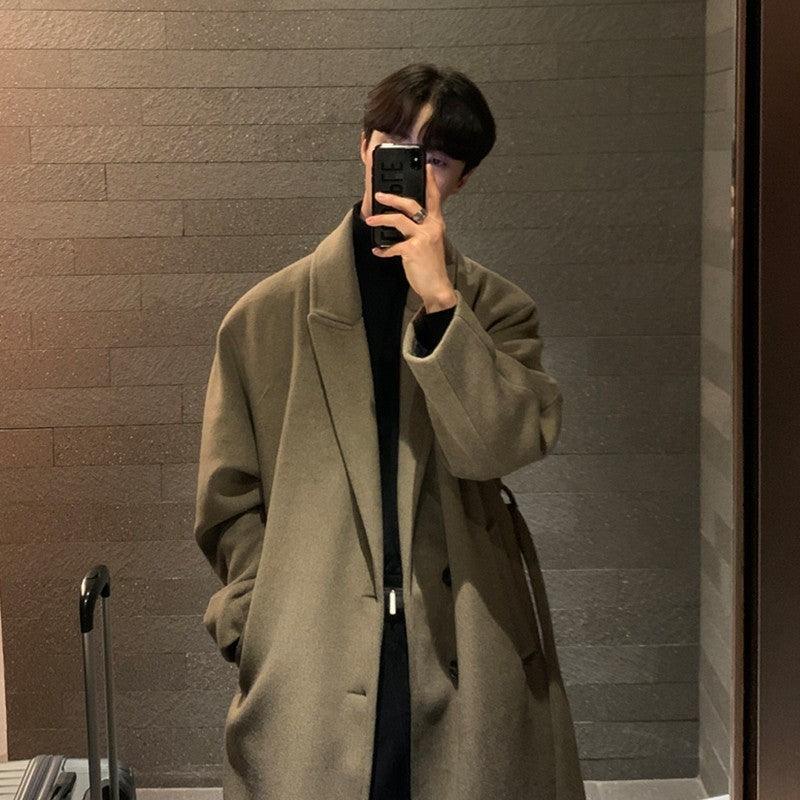 Perth Korean Men's Long Below The Knee Overcoat - WOMONA.COM