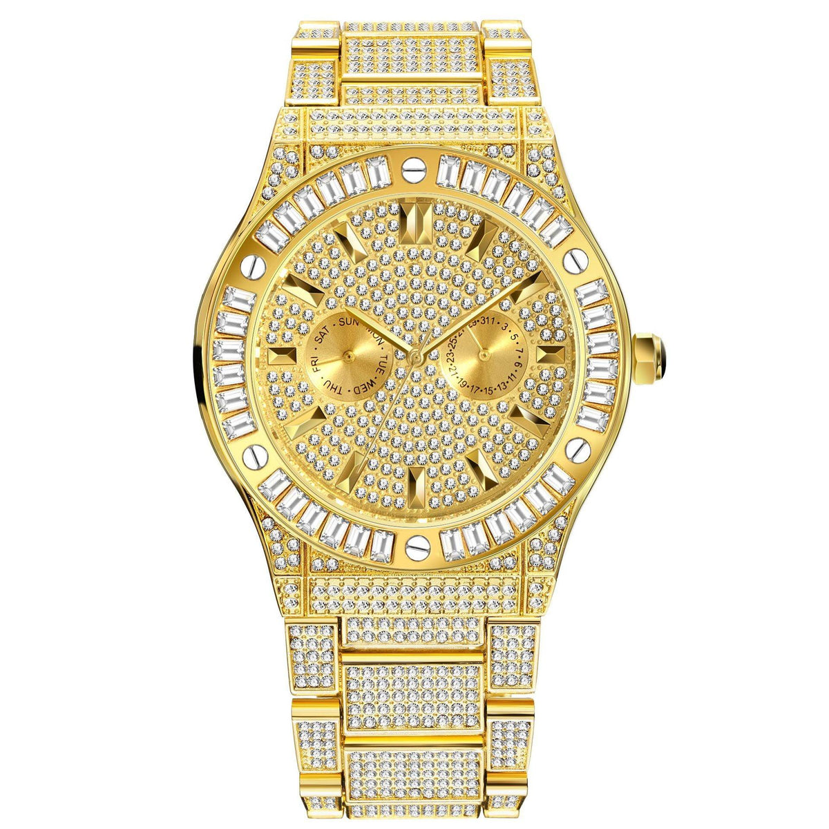 Diamond Large Dial Waterproof Men's Quartz Watch - WOMONA.COM