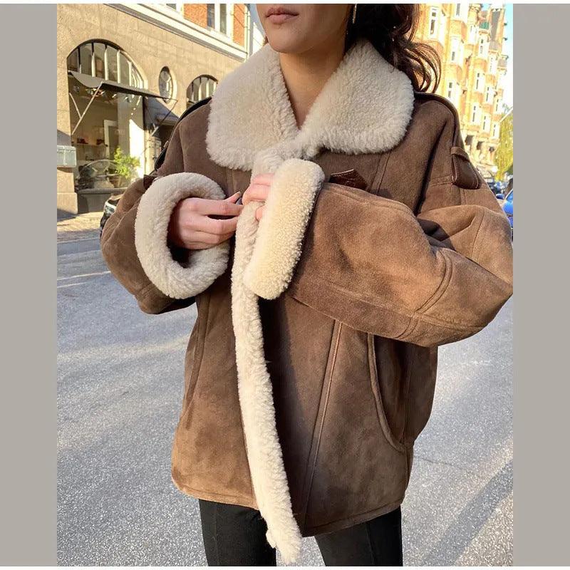 Autumn And Winter Lamb Wool Warm Coat