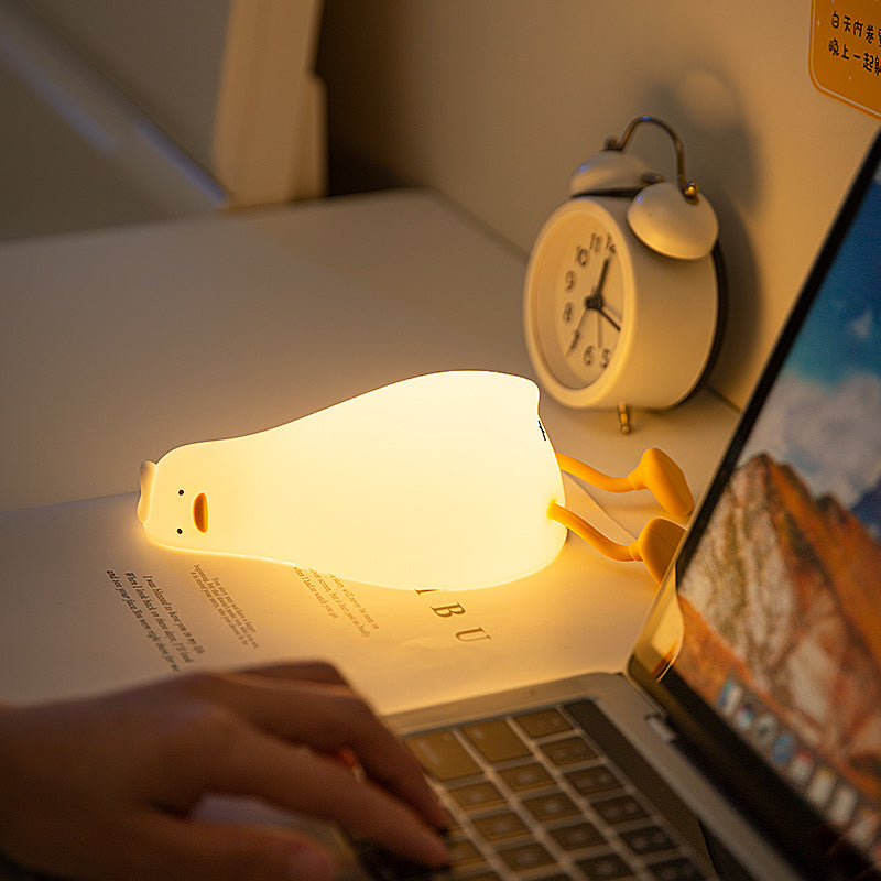 Lie Flat Duck Silicone Night Light Children's - WOMONA.COM