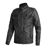 Thick PU Leather Coat Men's Fashion Casual - WOMONA.COM