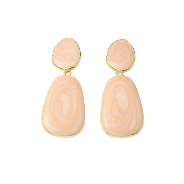 Geometric Oval Candy Color Dripping Earrings - WOMONA.COM