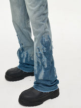 Flame Patch Flared Jeans For Men - WOMONA.COM