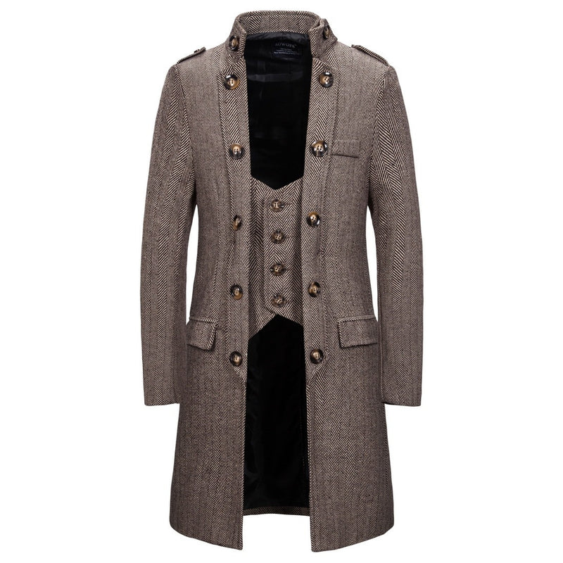 Men's Herringbone Overcoat - WOMONA.COM