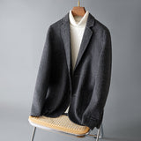 Men's Double-sided Wool Jacket Striped Suit Jacket - WOMONA.COM