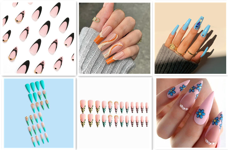 Gradient Light Green Striped Diamond Fake Nails - WOMONA.COM