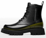 Add High Pile Platform Really Leather Shoes Men Zipper Boots - WOMONA.COM