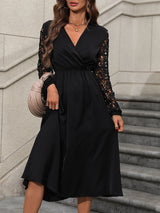 Lace High Waist Slimming Elegant Long Dress - WOMONA.COM