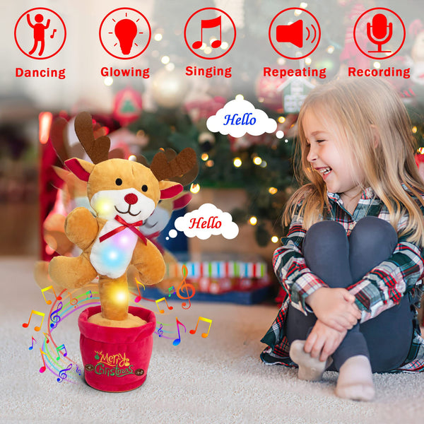 Dancing Christmas Toys Funny Tree Repeat Talking Electronic Plush Toys - WOMONA.COM