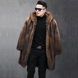 Men's Long Warm Mink Fur Coat - WOMONA.COM