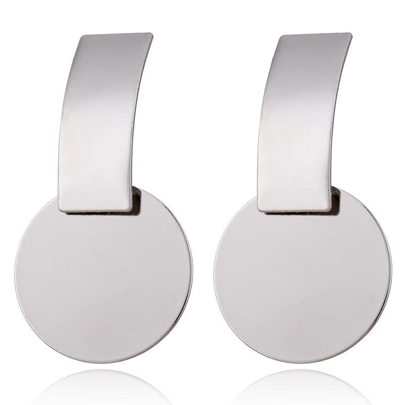 Metal long round earrings - WOMONA.COM
