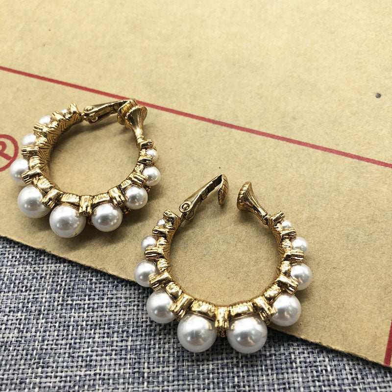 White Pearl Retro Drop Earrings - WOMONA.COM