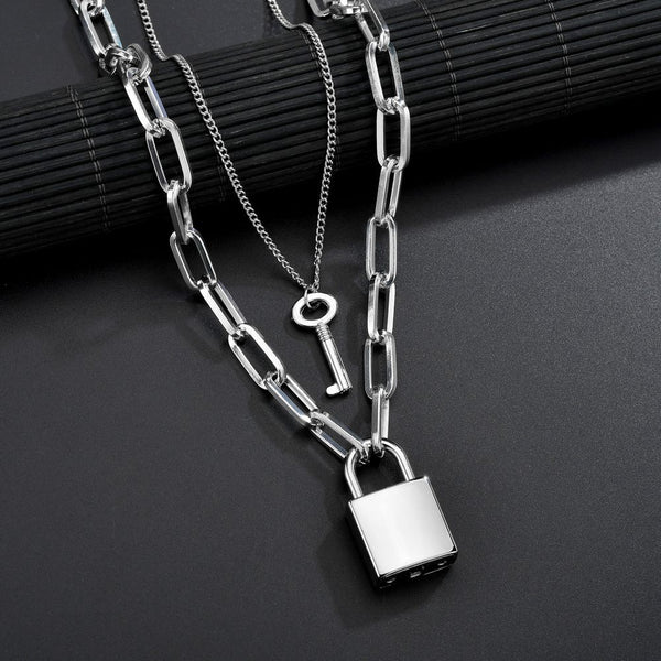 Padlock necklace key necklace - WOMONA.COM