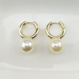 brass glass pearl earrings - WOMONA.COM