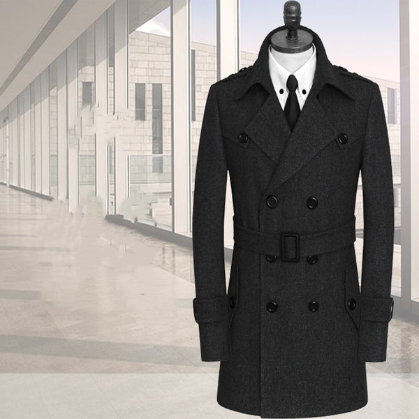 New Tweed Coat Men's Trench Coat - WOMONA.COM