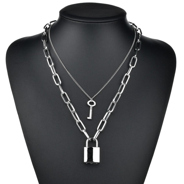 Padlock necklace key necklace - WOMONA.COM