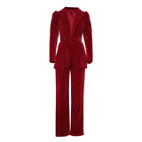 Women's Fashion Waist Pants Suit - WOMONA.COM