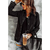 Black Ripped Long Sleeve Denim Jacket Women - WOMONA.COM