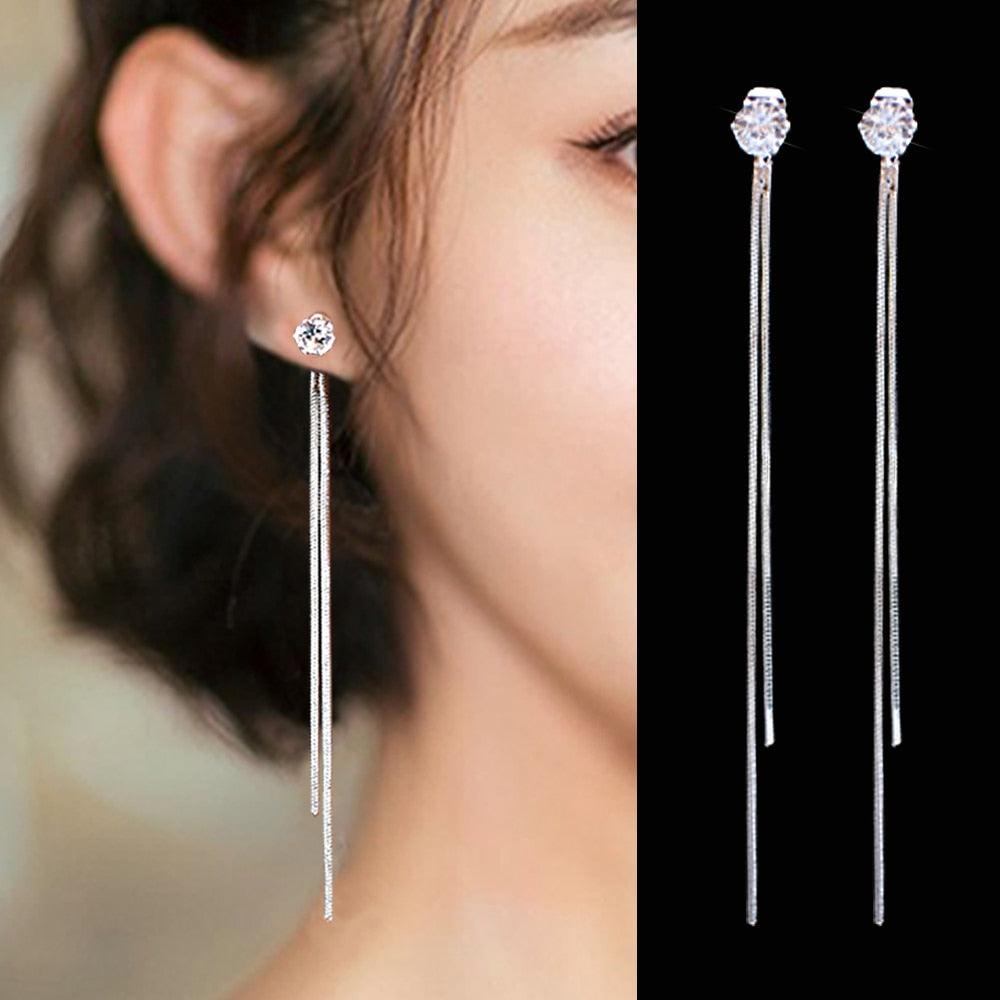 Women's Long Tassel Earrings Gold or Silver