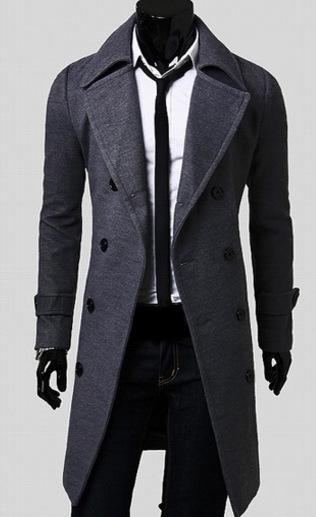 Men Long Trench Coat - WOMONA.COM