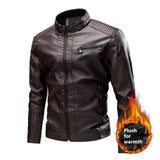 Stitching Motorcycle Retro Fashion Leather Jacket Coat - WOMONA.COM