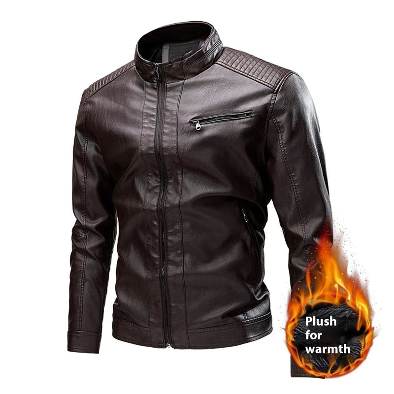 Stitching Motorcycle Retro Fashion Leather Jacket Coat