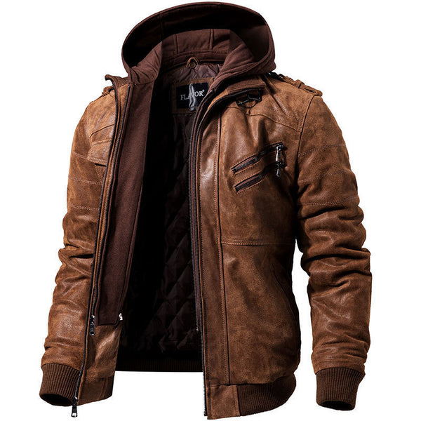 Winter Fashion Motorcycle Leather Jacket Men - WOMONA.COM